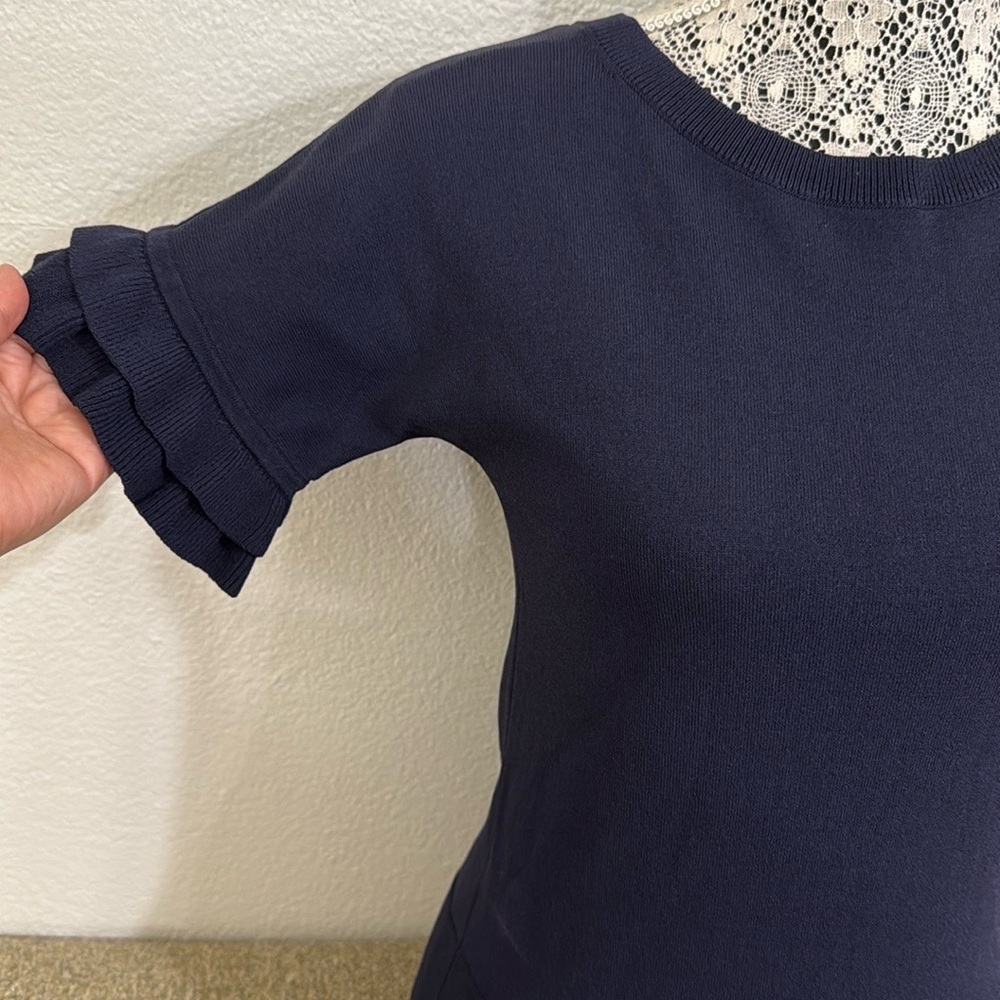 Ann Taylor Blue Fitted Ruffled Blouse - Picture 7 of 12